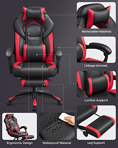 Executive Office Chair, Ergonomic, Black, Red