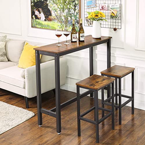 Bar Table, Narrow Rectangular Bar Table, Kitchen Table, Pub Dining High Table, Sturdy Metal Frame, 120 x 40 x 100 cm, Easy Assembly, Industrial Design, Rustic Brown and Black