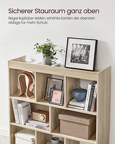 Bookshelf, Wooden Bookcase with Open Cubbies, Free Standing Storage Unit for Living Room, Bedroom, Children’s Room, 97.5 x 30 x 100 cm, Oak Colour