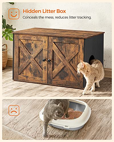 Cat Litter Tray with Doors Vintage Brown / Black