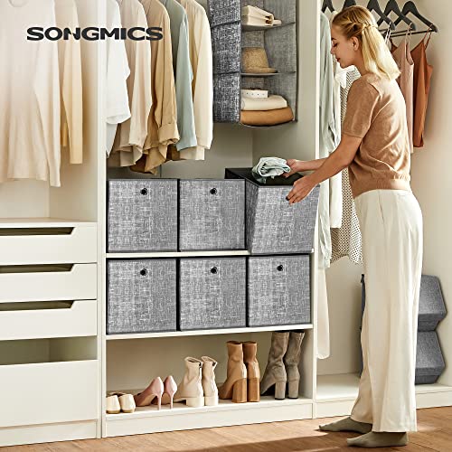 Foldable Storage Boxes, Set of 6 Non-Woven Fabric Storage Cubes, 30 x 30 x 30 cm, Toy Clothes Organiser Bins, Grey