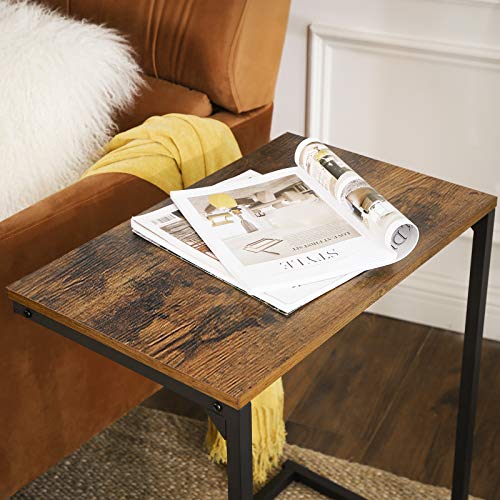 Side Table, Small Sofa Table, End Table, Laptop Table, for Bedroom, Living Room, Work in Bed or on The Sofa, Simple Structure, Stable, Industrial Style, Rustic Brown and Black