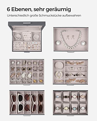 Jewellery Box, Jewellery Organiser, Large Jewellery case, with 6 Layers and 5 Drawers