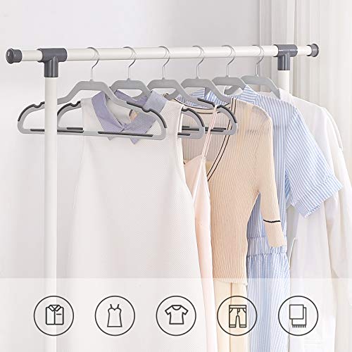 20 Pack Suit Hangers, Flat-Head Design with 360° Swivel Hook, Double Non-Slip Protection, Heavy Duty, for Garments Clothes Shirts Coats Suits, Grey