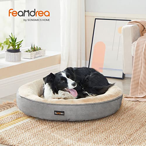 Dog Bed, Doughnut Cat Bed, Round, 70 cm Dia, Light Grey