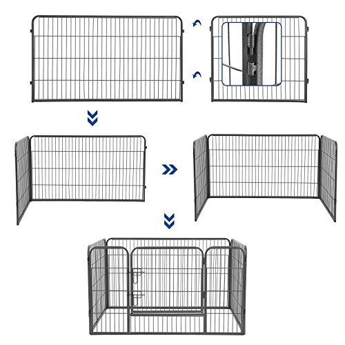 Puppy Playpen Heavy Duty Play Whelping Pen 4 Parts Grey 122 x 70 x 80 cm