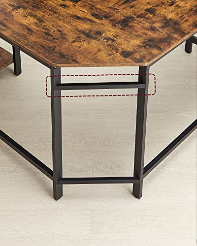 Computer Desk, L-Shaped Corner Desk, Workstation with Shelves for Home Office, Space-Saving, Easy to Assemble, Industrial, Rustic Brown and Black