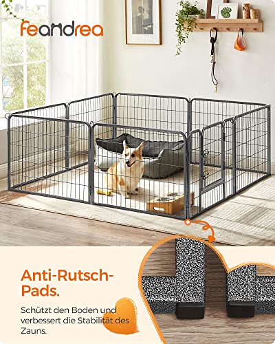 8-Panel Pet Playpen, Iron Dog Cage, Heavy Duty Pet Fence, Puppy Whelping Pen, Foldable and Portable, 77 x 60 cm, Grey