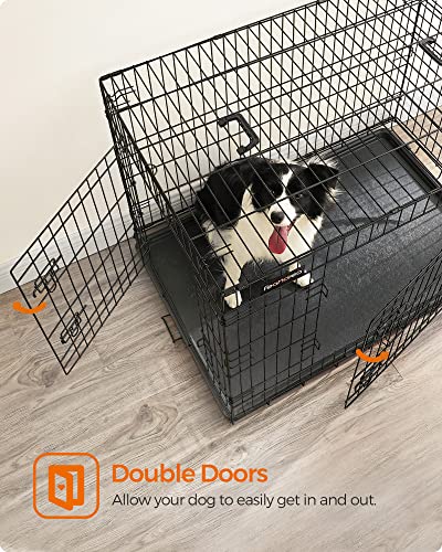 Dog Crate, Foldable, 107 cm, 2 Doors, XL, Black