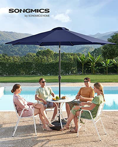 290 cm Garden Parasol Umbrella, UPF 50+, Sun Shade, 30° Tilt in 2 Directions, Crank Handle for Opening and Closing, for Outdoor Gardens Pool Balcony Patio, Base Not Included, Blue