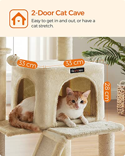 Cat Tree, Cat Tower, Widened Perch for Large Cats, Beige