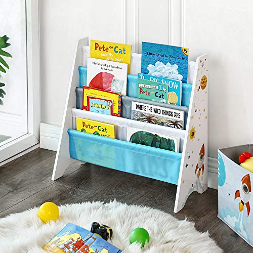 Kids’ Bookcase, Book Storage Shelf Organiser, with Anti-Tip Kit, for Children's Room, Playroom, Daycare, School, 62.5 x 28 x 60 cm, Space-Saving Design, White