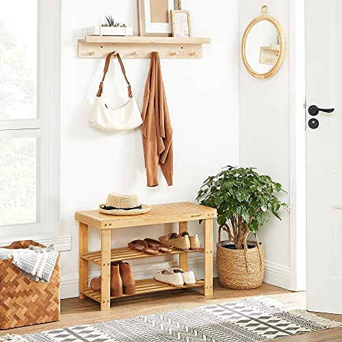 3-Tier Bamboo Shoe Bench, Shoe Rack Storage Organizer, 70 x 28 x 45 cm, ideal for Hallway, Bathroom, Living Room and Corridor