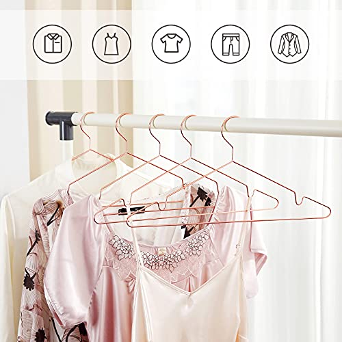 20-Pack Clothes Hangers, Space-Saving Coat Suit Hangers, Rust-Resistant, Chrome-Plated, 42 cm, Rose Gold