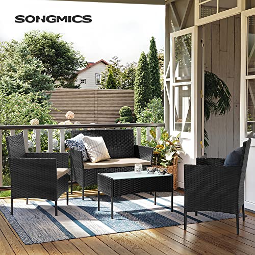 Balcony Garden Furniture Set PE Polyrattan Lounge Set Patio Furniture Outdoor for Patio Balcony Garden Black Taupe