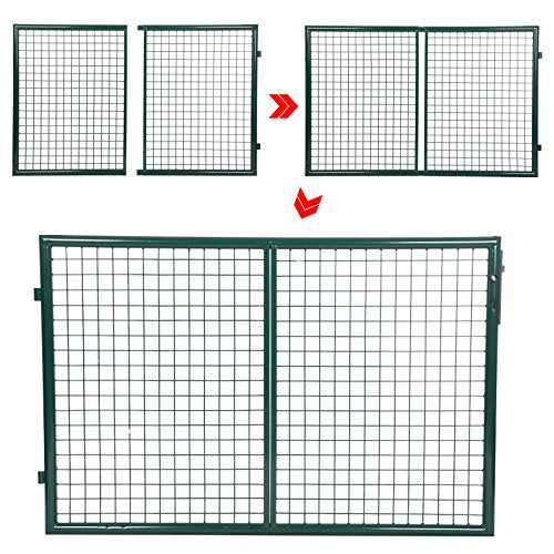 Metal Garden Gate Galvanised Fence with Lock 150 x 315 cm