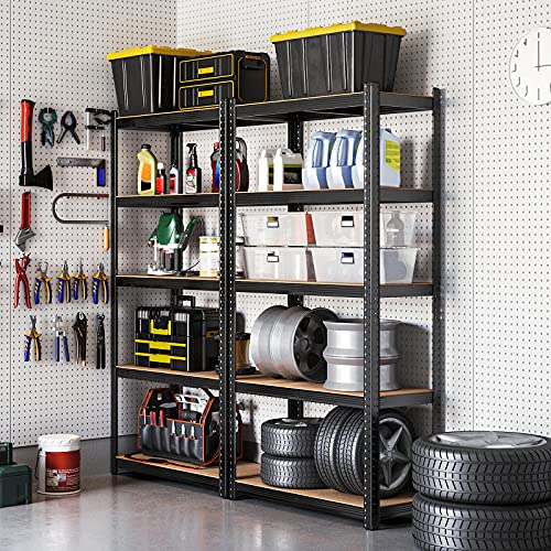 5-Tier Shelving Unit, Steel Shelving Unit for Storage, Tool-Free Assembly, for Garage, Shed, Load Capacity 875 kg, 40 x 90 x 180 cm, Black