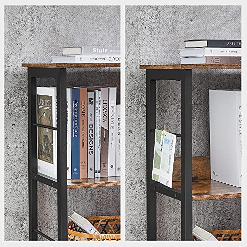 Bookshelf, Bookcase, Shelving Unit, TV Stand, Console Table, 6 Compartments, for Office, Living Room, Bedroom, 33 x 120 x 80 cm, Industrial Design, Rustic Brown and Black