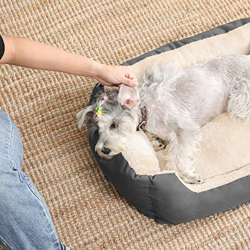 Dog Bed, Reversible Cushion, 70 x 55 x 21 cm, Dark Grey