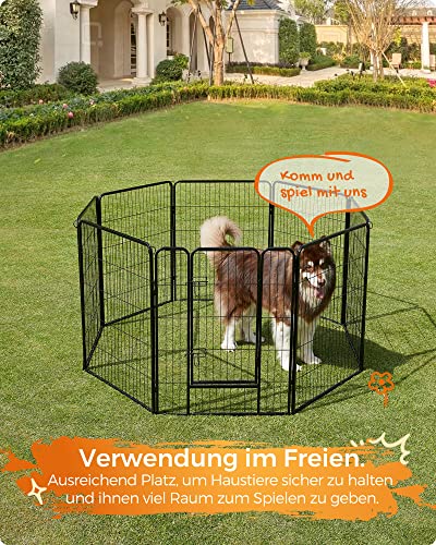 8-Panel Pet Playpen, Heave-Duty Dog Enclosure, 77 x 100 cm, Black