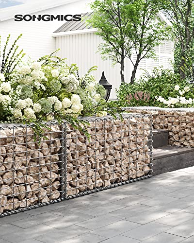 Gabion  Stone Basket, Gabion Basket, Wire Fence, with 5 x 10 cm, Fine Mesh, Stainless Galvanised Steel, 100 x 50 x 50 cm, Garden Decoration, Plant Wall, Silver