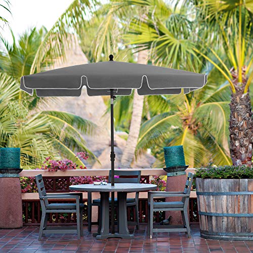 Rectangular Balcony Parasol 2 x 1.25 m, UPF 50+ Protection, Tilting Sunshade, PA-Coated Canopy, Carrying Bag, Garden Terrace, Base Not Included, Grey