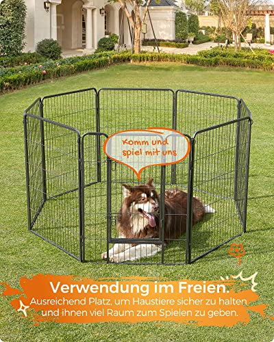 8-Panel Pet Playpen, Heave-Duty Dog Enclosure, 77 x 100 cm, Grey