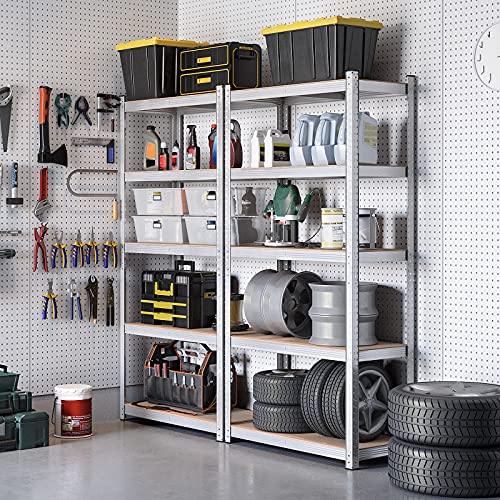 5-Tier Shelving Unit, Steel Shelving Unit for Storage, Tool-Free Assembly, for Garage, Shed, Load Capacity 600 kg, 50 x 100 x 200 cm, Silver