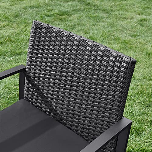 Balcony Garden Furniture Set PE Polyrattan Lounge Set Table and 2 Chairs Patio Furniture Easy Assembly Outdoor for Patio Balcony Garden Black