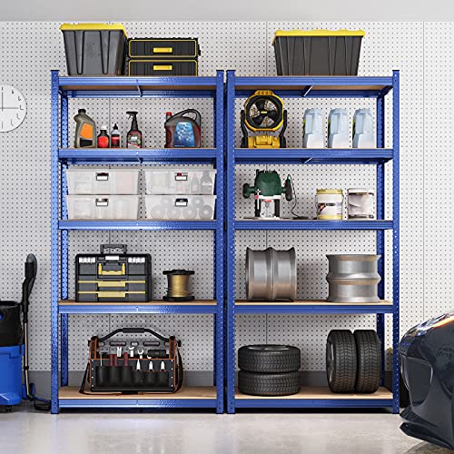 5-Tier Shelving Unit, Steel Shelving Unit for Storage, Tool-Free Assembly, for Garage, Shed, Load Capacity 875 kg, 40 x 90 x 180 cm, Blue