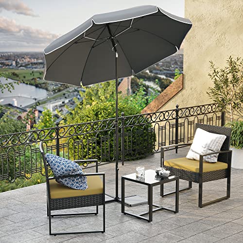 1.6 m Parasol, Beach Umbrella, UPF 50+, Sun Protection, Portable Octagonal Polyester Canopy, Fibreglass Ribs, Tilt Mechanism, Carry Bag, for Beach Garden Balcony Pool, Grey