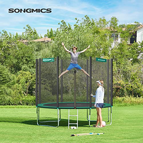 Trampoline 366 cm (12 ft), Outdoor Backyard Trampoline, TÜV Rheinland GS Certificate, with Enclosure Safety Net, Spring Cover Pad, Ladder, Holds 150 kg, Green