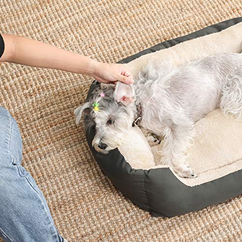 Dog Bed, Reversible Cushion, 85 x 65 x 21 cm, Dark Grey