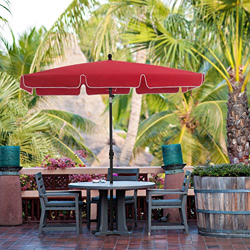 Rectangular Balcony Parasol 2 x 1.25 m, UPF 50+ Protection, Tilting Sunshade, PA-Coated Canopy, Carrying Bag, Garden Terrace, Base Not Included, Red