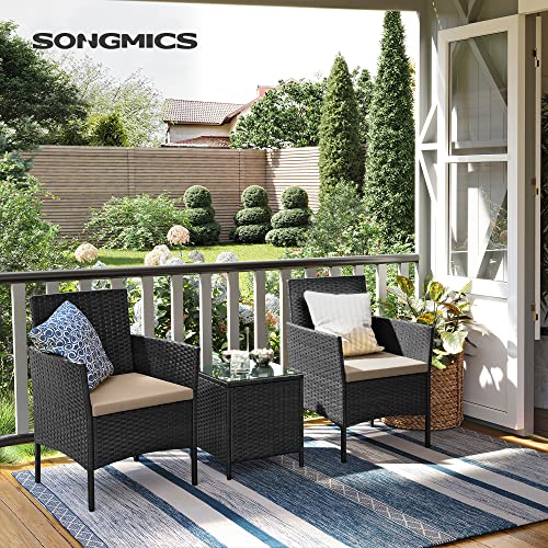 Balcony Furniture Garden Furniture Set PE Polyrattan Lounge Set Table and 2 Chairs Patio Furniture Outdoor for Patio Balcony Garden Black Taupe