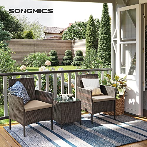 Balcony Furniture Garden Furniture Set PE Polyrattan Lounge Set Table and 2 Chairs Patio Furniture Outdoor for Patio Balcony Garden Brown Taupe