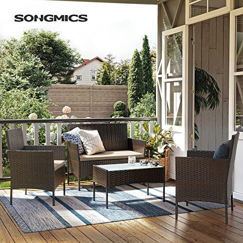 Balcony Garden Furniture Set PE Polyrattan Lounge Set Patio Furniture Outdoor for Patio Balcony Garden Brown Taupe