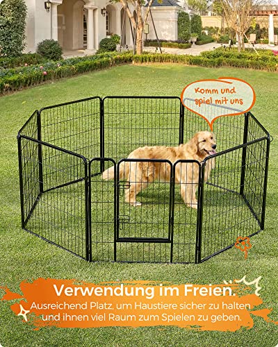 8-Panel Pet Playpen, Iron Dog Cage, Heavy Duty Pet Fence, Puppy Whelping Pen, Foldable and Portable, 77 x 80 cm, Black