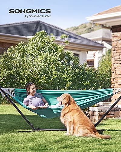 Hammock, 210 x 150 cm, Double Hammock, 300 kg Load Capacity, for Terrace, Balcony, Garden, Outdoor, Camping, with Carry Bag, Fastening Straps and Carabiners, Turquoise