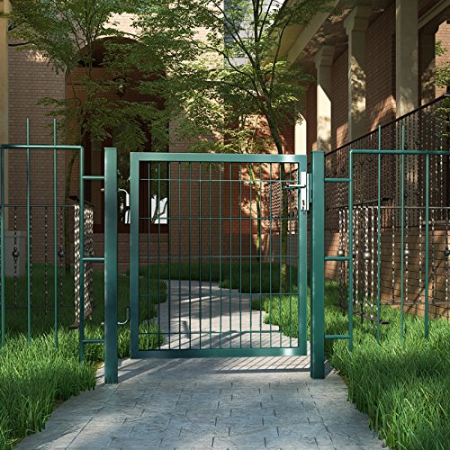 Grid Garden Gate Welding Garden Door with Lock and Keys Sturdy and Durable Sized 106 x 150 cm Grid Size 50 x 200 mm Green