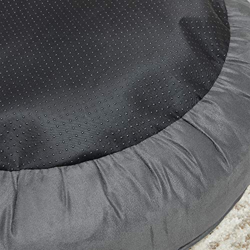 Dog Bed, Doughnut Cat Bed, Round, 60 cm Dia., Dark Grey