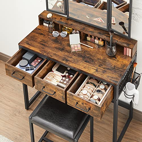 Dressing Table, Rustic Brown and Black