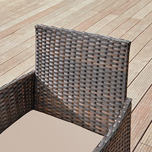 Balcony Furniture Garden Furniture Set PE Polyrattan Lounge Set Table and 2 Chairs Patio Furniture Outdoor for Patio Balcony Garden Brown Taupe