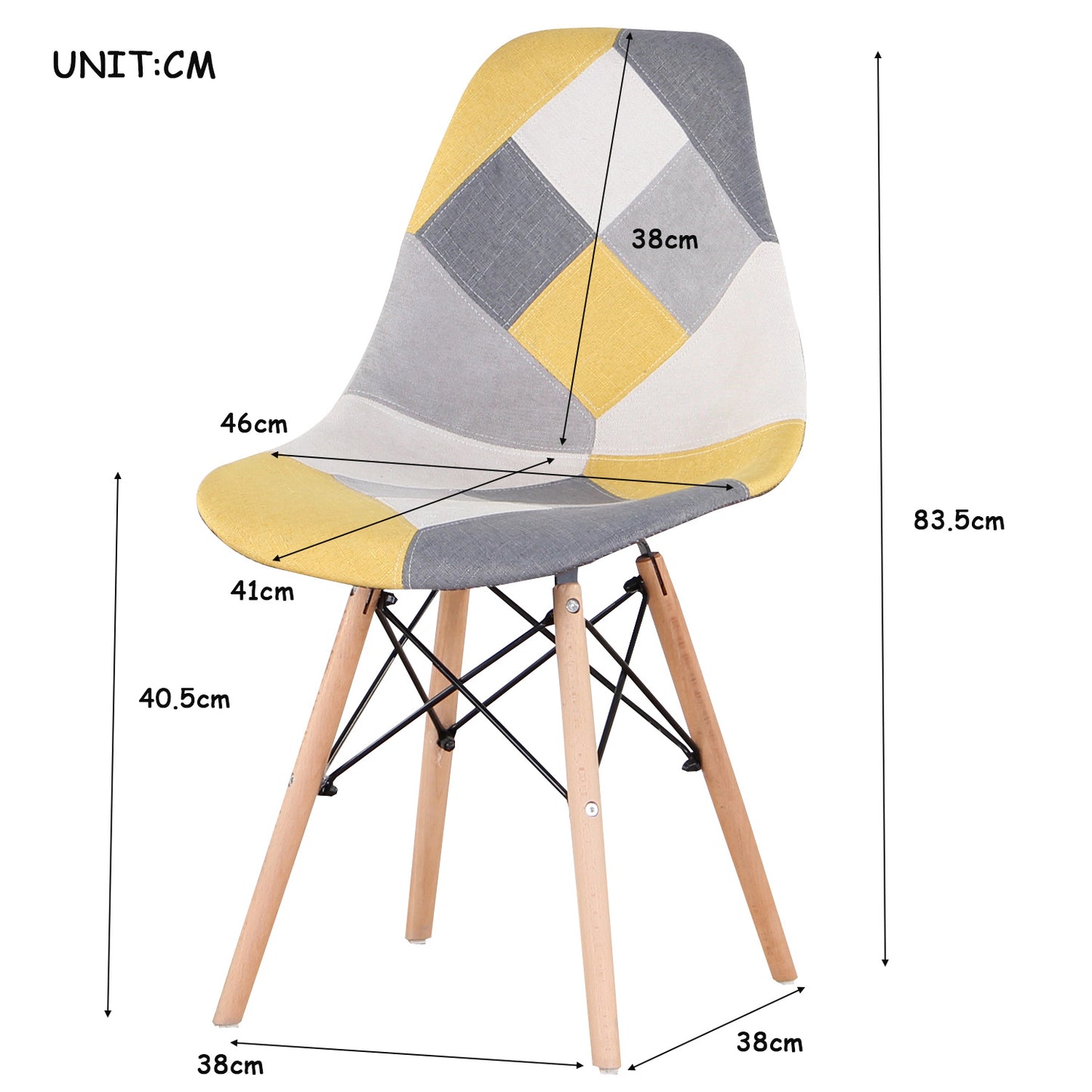 6Pcs/Set Patchwork Fabric Dining Chairs with Wood Legs Lounge Chair Kitchen Chair for Kitchen Home Living Dining Room Furniture