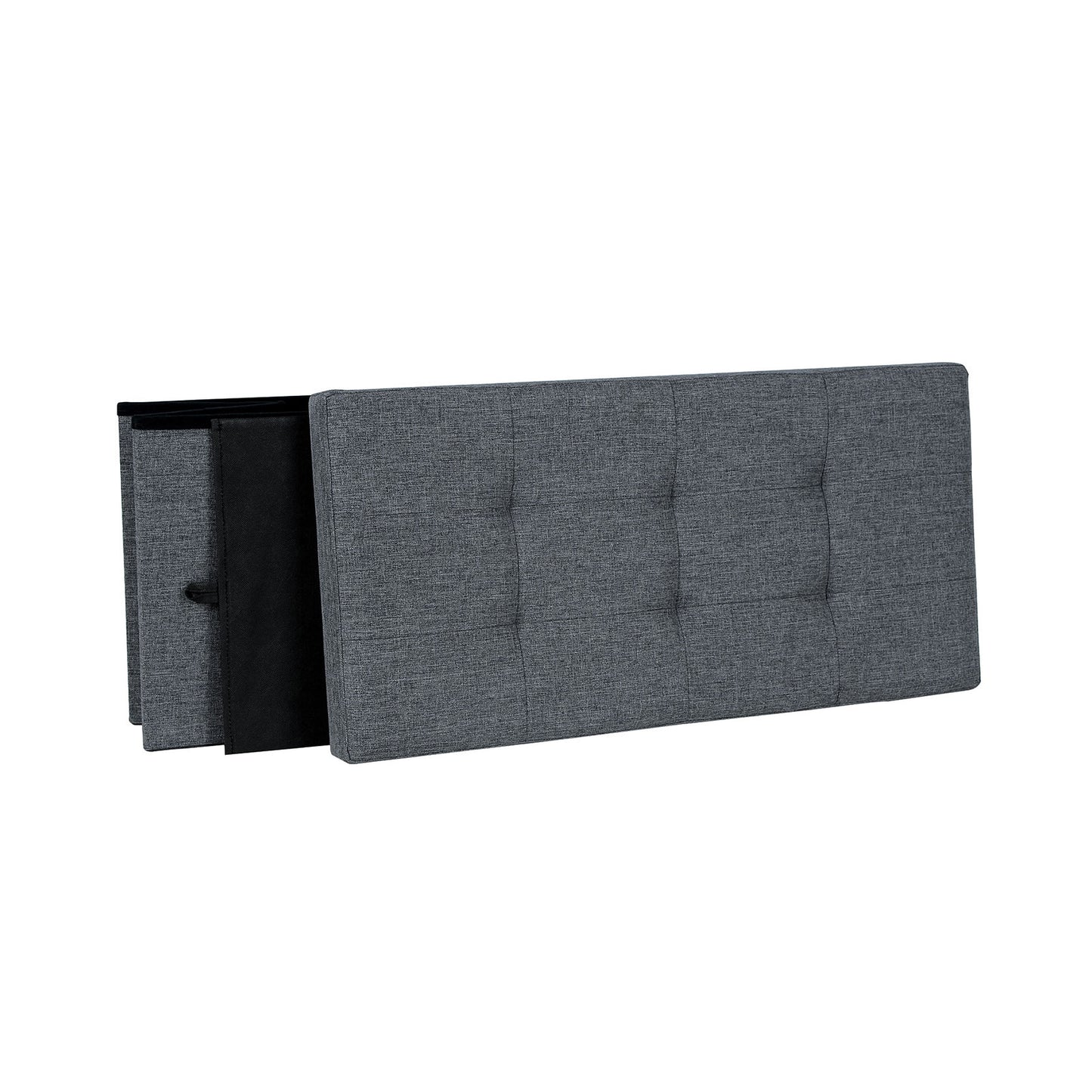 Linen Fabric Folding Storage Ottoman Bench Versatile Space-saving Dark grey 76 x 38 x 38 cm