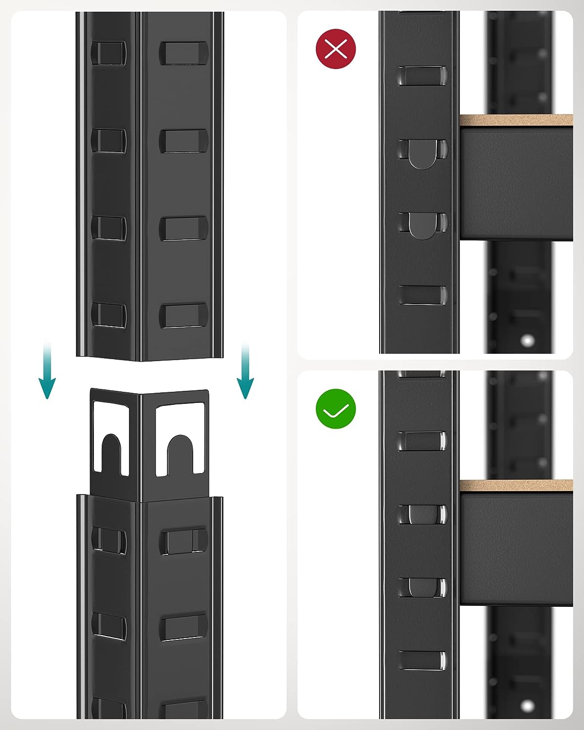 5 Tier Steel Shelving Unit Boltless Mounting Garage Shelving Unit 650kg Load Capacity 30x75x150cm Black