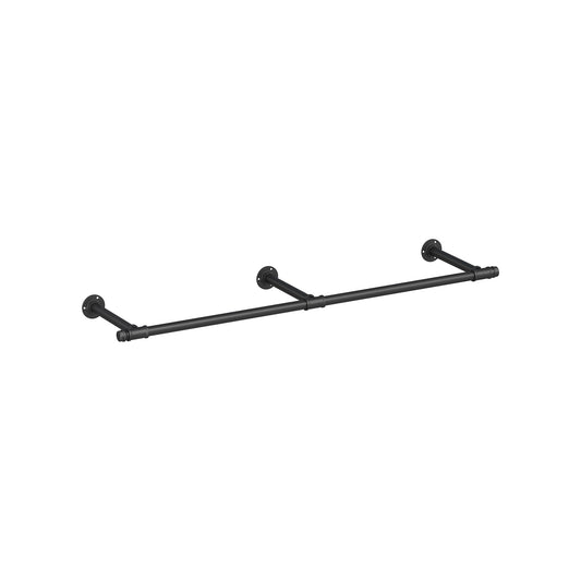 Wall Mounted Clothes Rail Industrial Space Saving 30.4 x 170 x 7 cm 68 kg Load Capacity Easy Assembly for Small Room Black