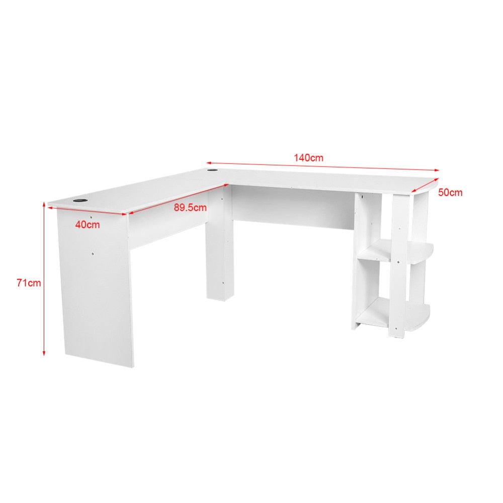 Utility Wooden Office Computer Writing Desk Home Gaming PC Furnitur L-Shape Corner Study Computer Table With Book Shelf