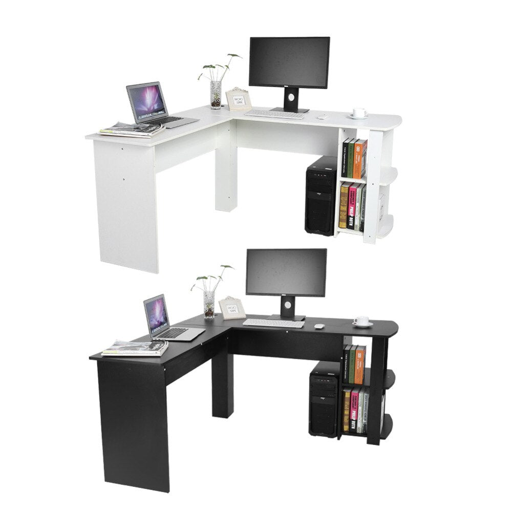 Utility Wooden Office Computer Writing Desk Home Gaming PC Furnitur L-Shape Corner Study Computer Table With Book Shelf