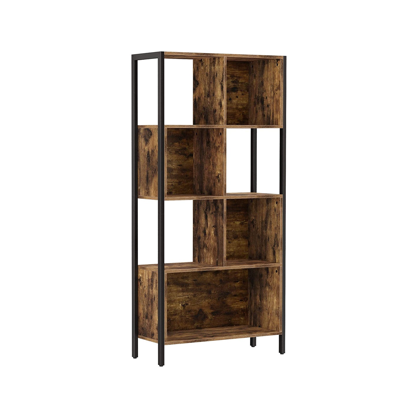 Bookshelf, Bookcase, Cube Storage Rack, Room Divider with Steel Frame, Kids Room, Kitchen, Living Room, Home Office, Industrial Style, Rustic Brown and Black